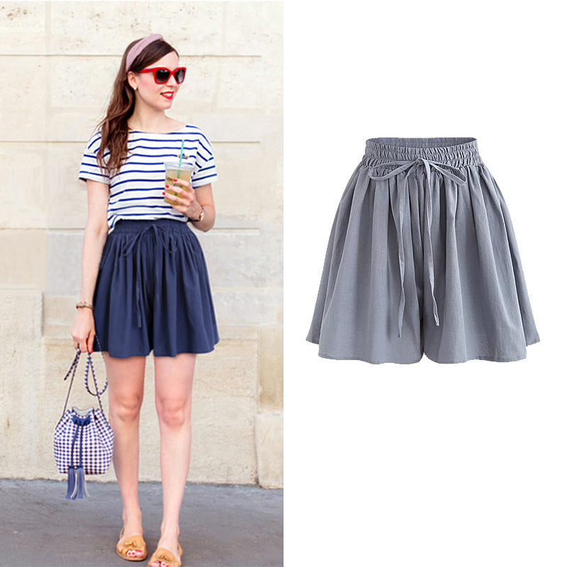 Calções Largos em Chiffon para Mulher – Cintura Elástica, Estilo Coreano, Tamanhos Grandes