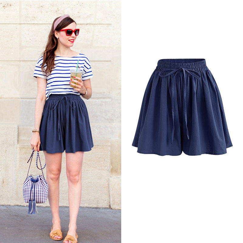 Calções Largos em Chiffon para Mulher – Cintura Elástica, Estilo Coreano, Tamanhos Grandes