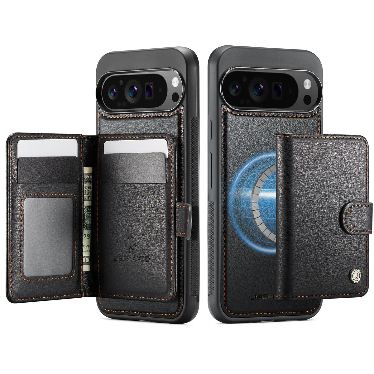 Capa Magnética 2 em 1 com Porta-Cartões e Carregamento Sem Fios para Google Pixel 10 e 11 Pro XL