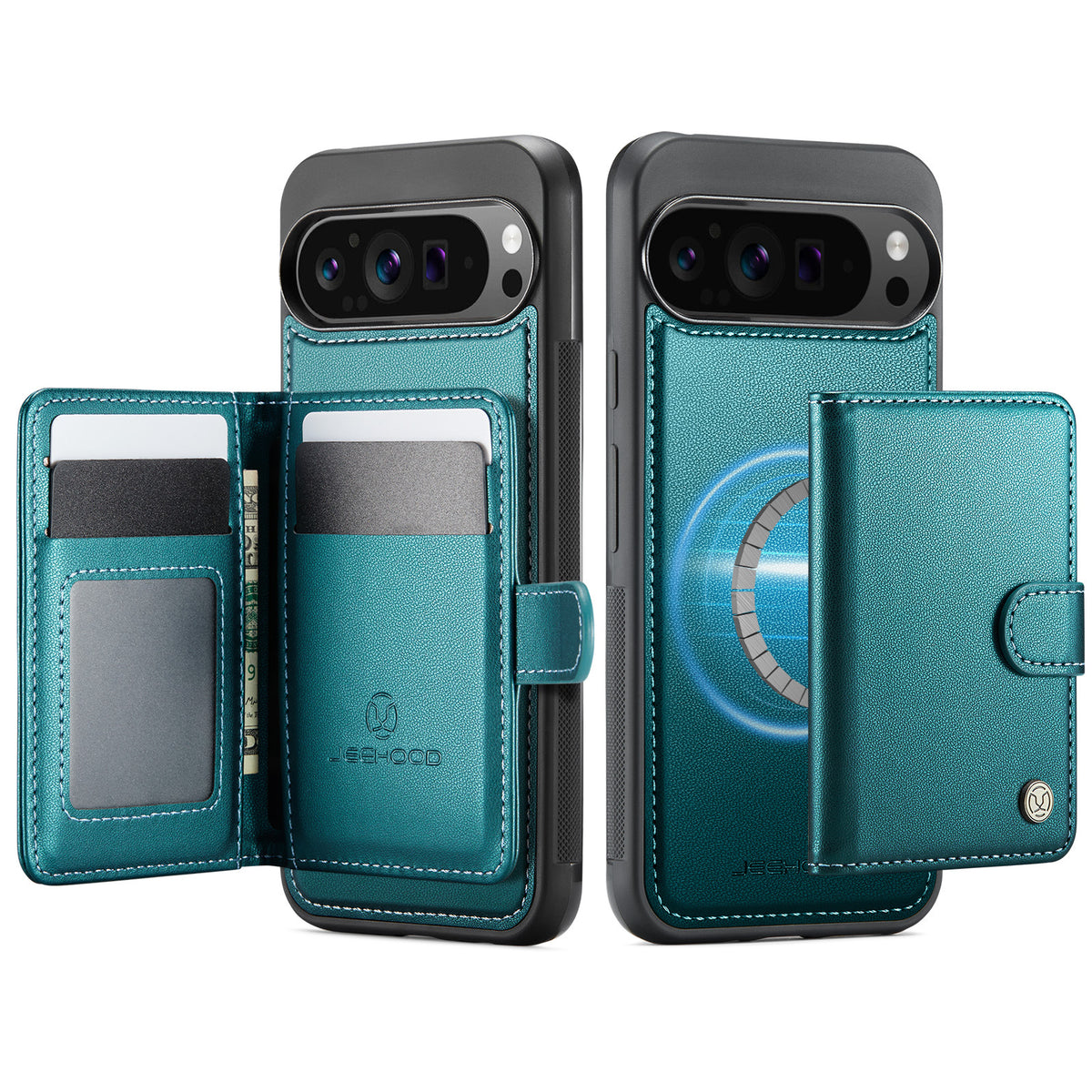 Capa Magnética 2 em 1 com Porta-Cartões e Carregamento Sem Fios para Google Pixel 10 e 11 Pro XL