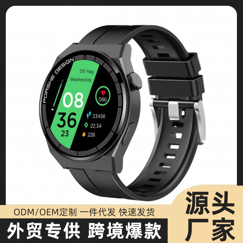 Smartwatch Desportivo Estilo Porsche GT3/8/C4P – NFC, Chamadas Bluetooth, Freq. Cardíaca e Pressão Arterial