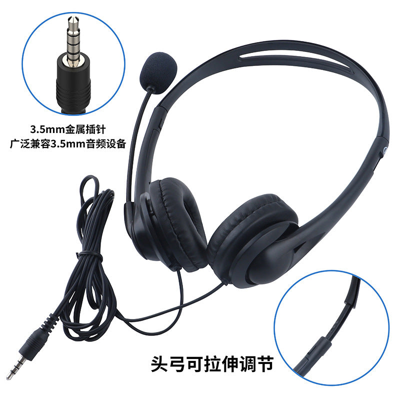Auscultadores com Microfone Estéreo – Headset com Fio Universal para PC, Tablet e Telefóne