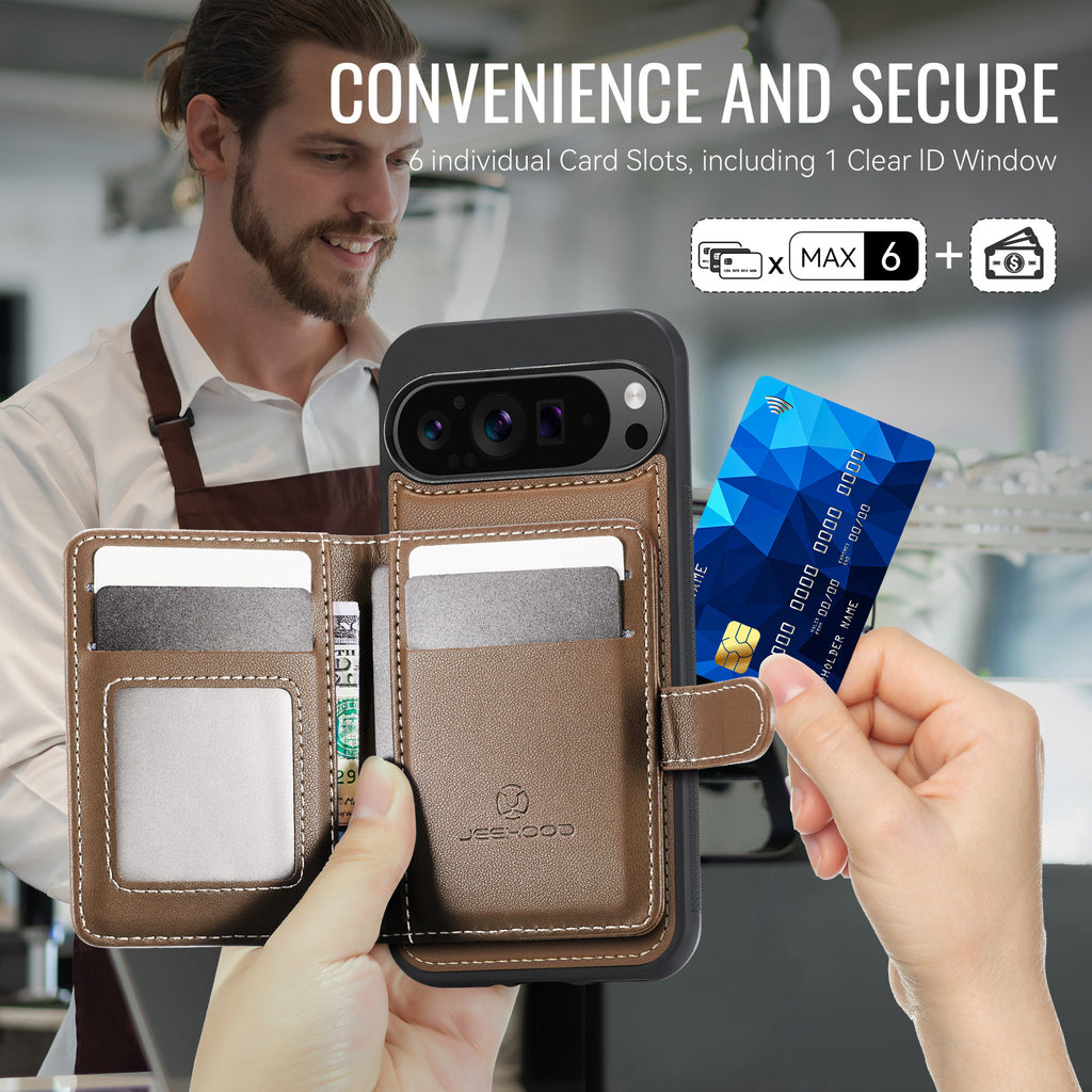 Capa Magnética 2 em 1 com Porta-Cartões e Carregamento Sem Fios para Google Pixel 10 e 11 Pro XL