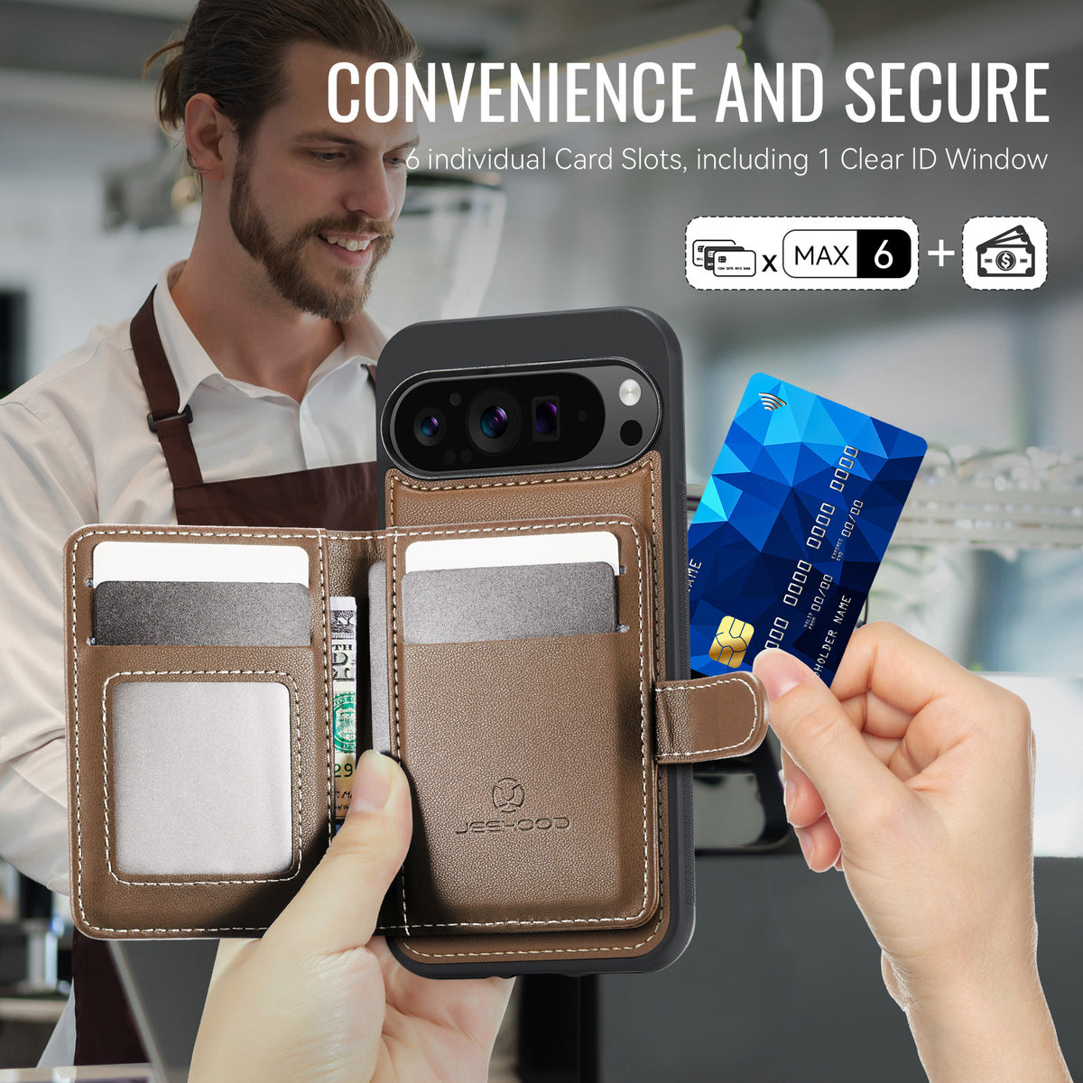 Capa Magnética 2 em 1 com Porta-Cartões e Carregamento Sem Fios para Google Pixel 10 e 11 Pro XL