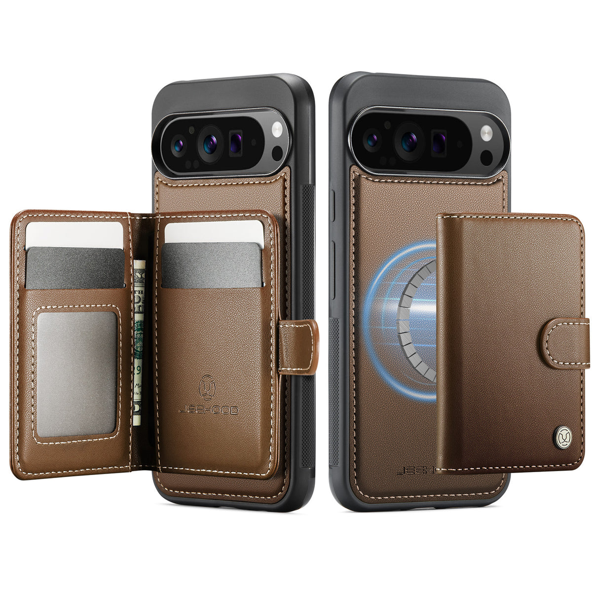 Capa Magnética 2 em 1 com Porta-Cartões e Carregamento Sem Fios para Google Pixel 10 e 11 Pro XL