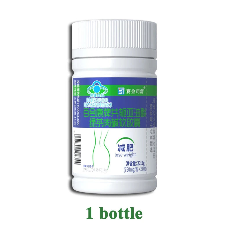 Cápsulas de Ácido Linoleico Conjugado com Chá Verde e L-Carnitina – Gestão de Peso Natural, 30 Cápsulas