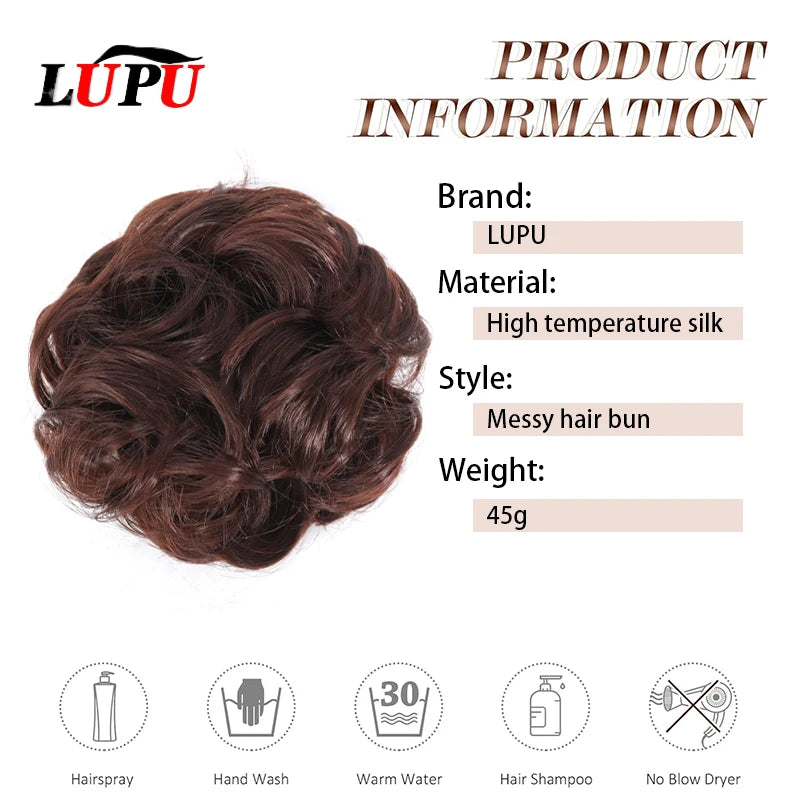 Coque Sintético Messy Bun com Gancho – Cabelo Ondulado e Encaracolado para Mulher | 15cm