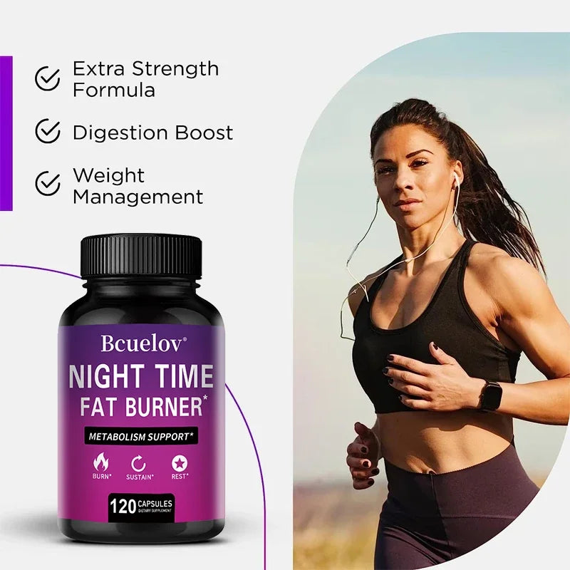 Queimador de Gordura Noturno Bcuelov – Termogénico Natural, Supressor de Apetite e Acelerador do Metabolismo com Vitamina D