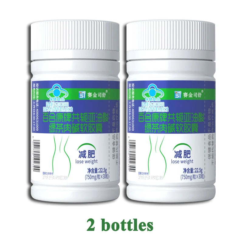 Cápsulas de Ácido Linoleico Conjugado com Chá Verde e L-Carnitina – Gestão de Peso Natural, 30 Cápsulas