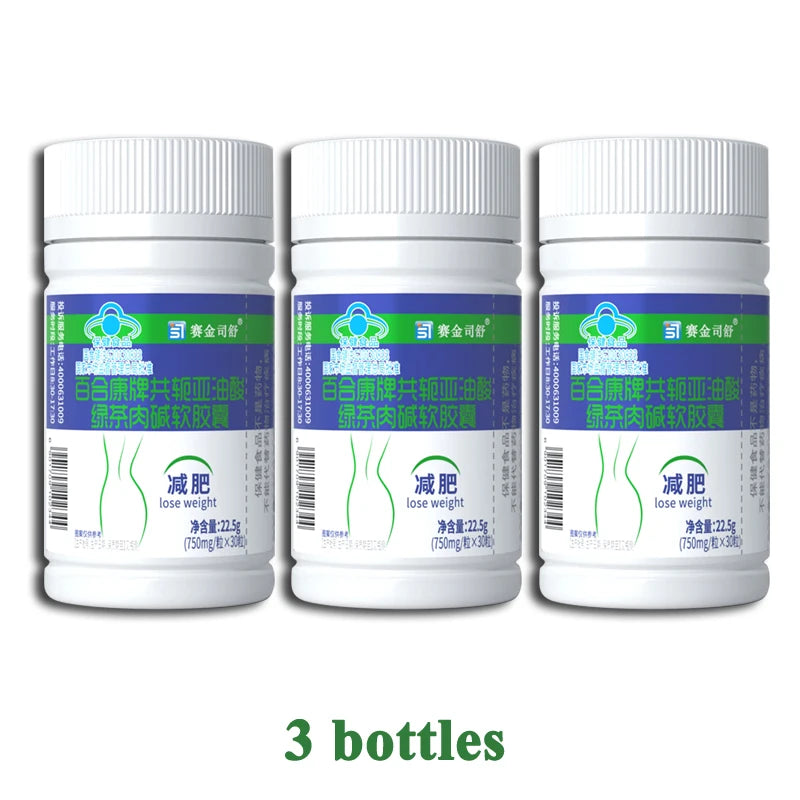 Cápsulas de Ácido Linoleico Conjugado com Chá Verde e L-Carnitina – Gestão de Peso Natural, 30 Cápsulas