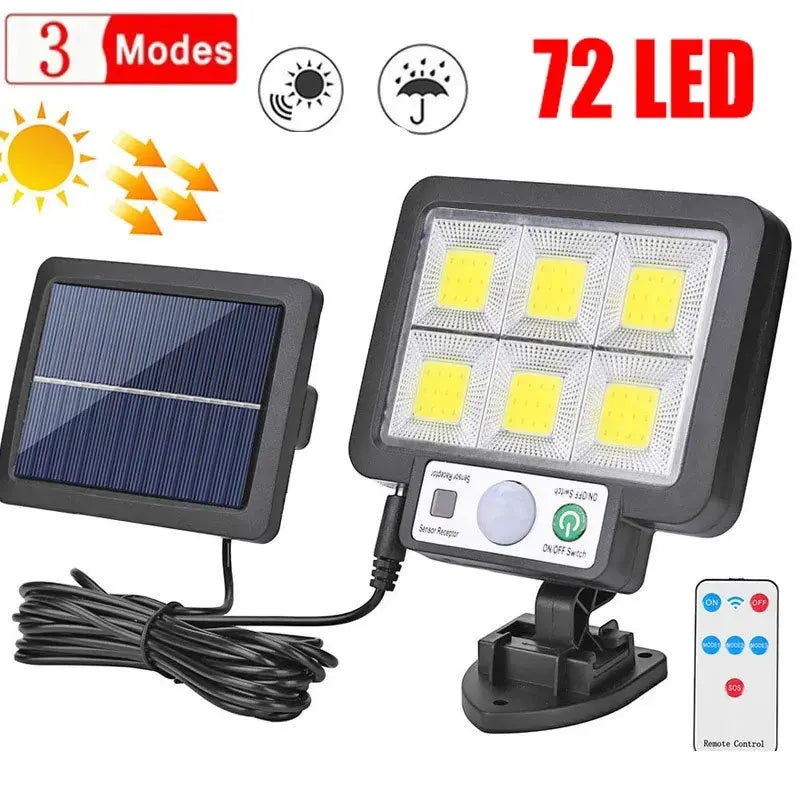 Candeeiro Solar LED de Parede com Sensor de Movimento – 3 Modos | Exterior À Prova de Água