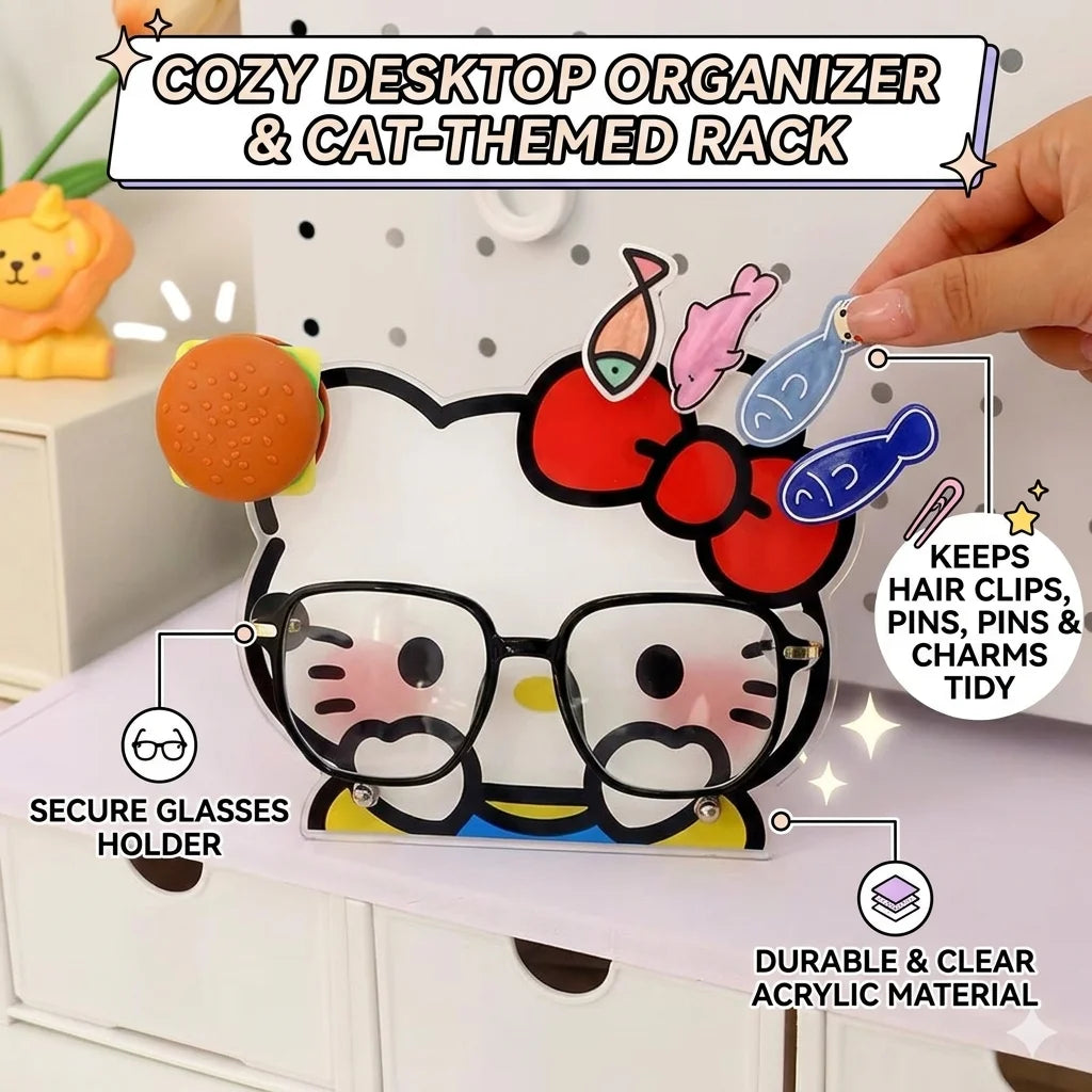 Suporte para Óculos Hello Kitty – Organizador de Secretária Kawaii