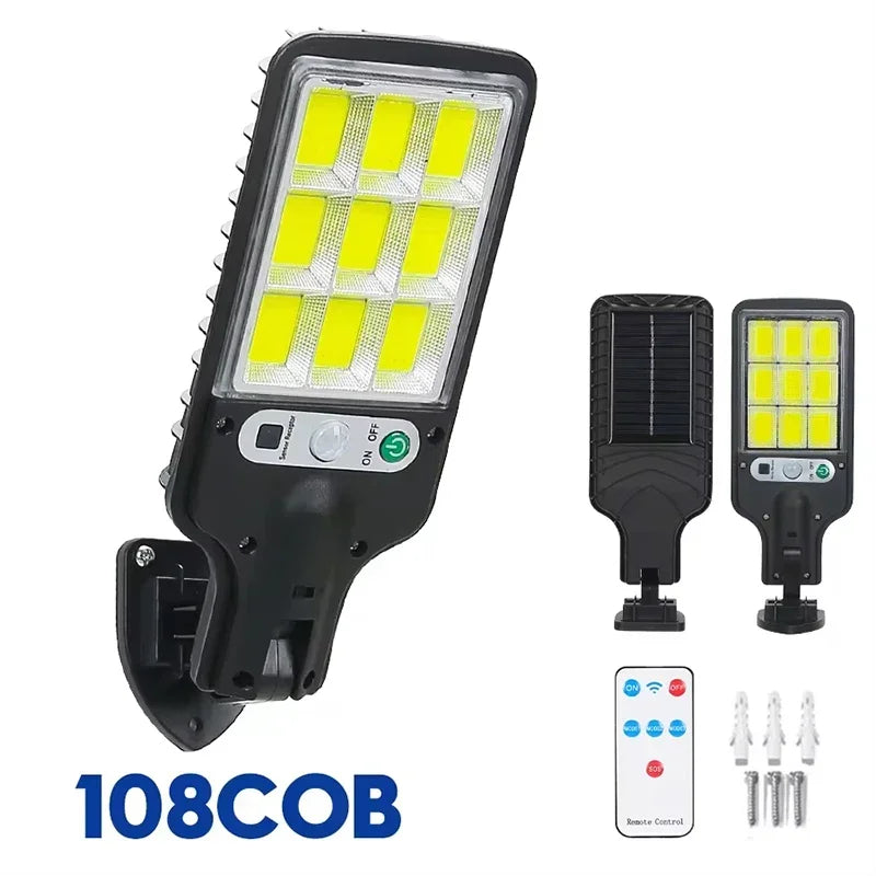 Luz Solar para Exterior 15000LM – Sensor de Movimento, IP65 À Prova de Água, Iluminação 240° para Jardim e Parede
