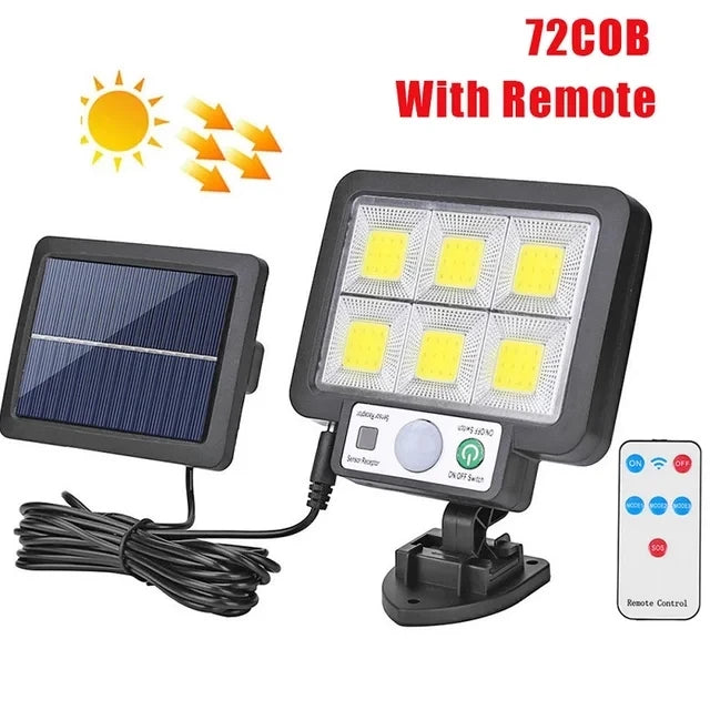 Candeeiro Solar LED de Parede com Sensor de Movimento – 3 Modos | Exterior À Prova de Água