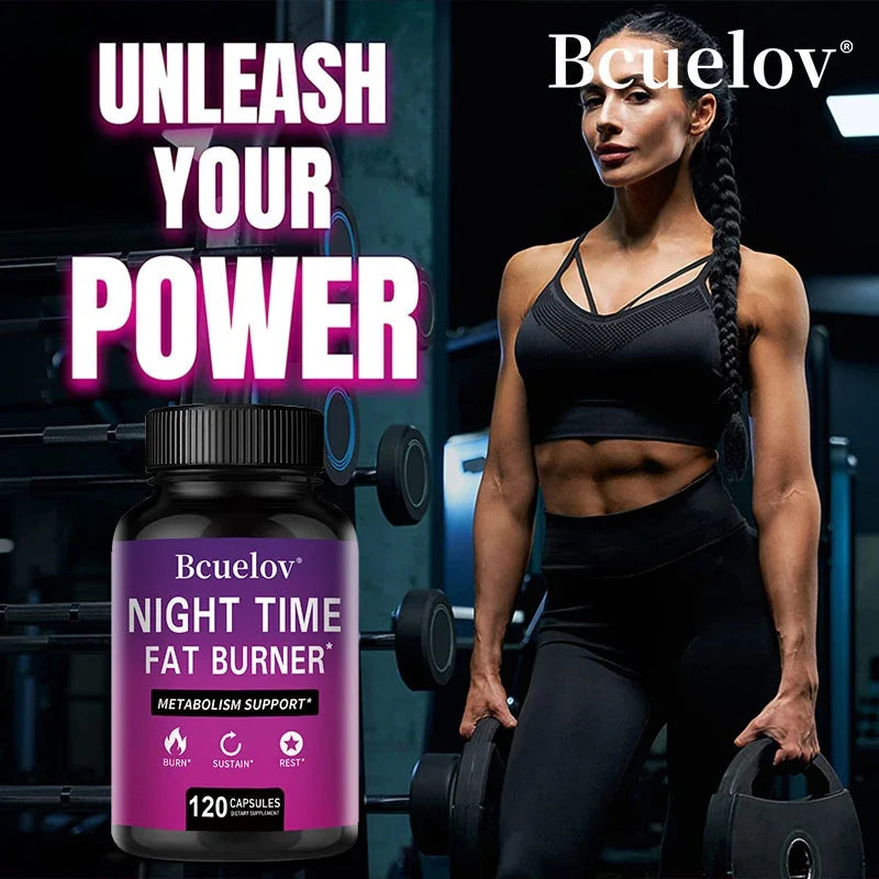 Queimador de Gordura Noturno Bcuelov – Termogénico Natural, Supressor de Apetite e Acelerador do Metabolismo com Vitamina D