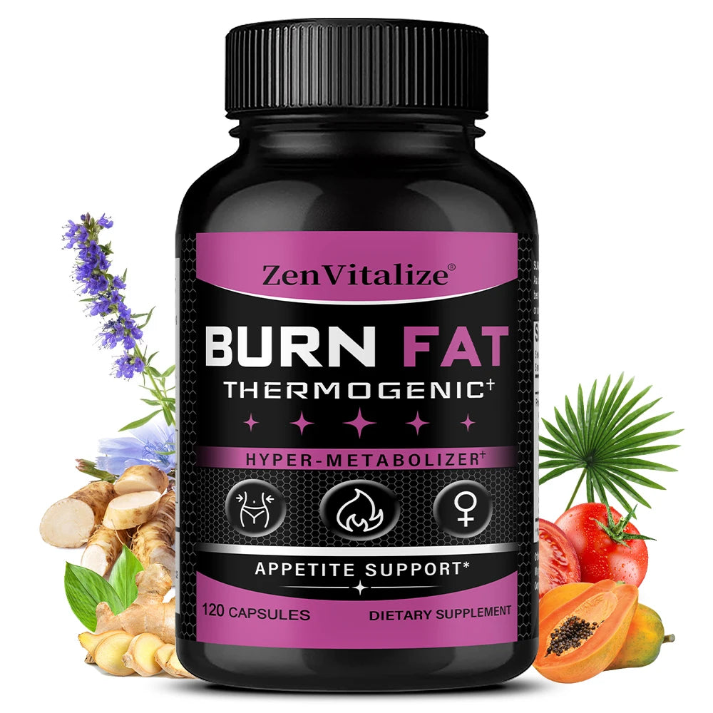 Queimador de Gordura Termogénico Zenvitalize – Supressor de Apetite Natural e Acelerador do Metabolismo com Psyllium, Palmeira e Gengibre