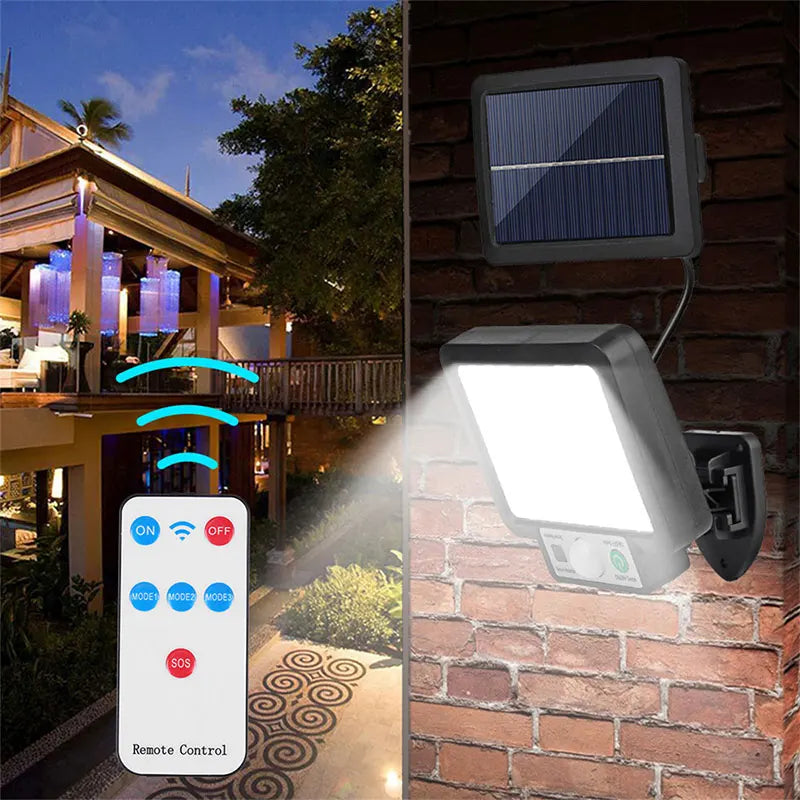 Candeeiro Solar LED de Parede com Sensor de Movimento – 3 Modos | Exterior À Prova de Água
