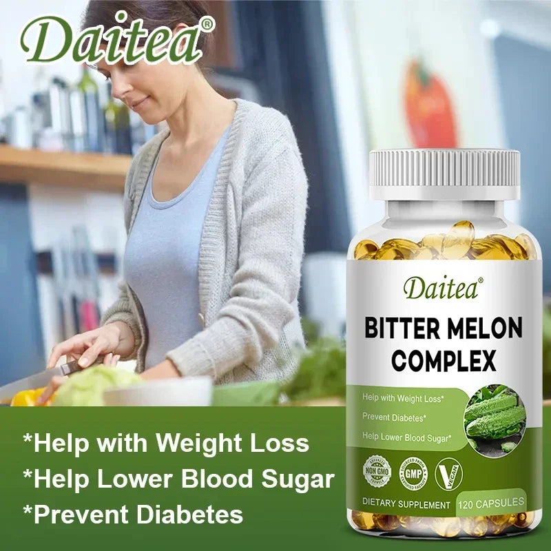 Cápsulas de Extrato de Melão Amargo Daitea – Controlo de Açúcar no Sangue, Queima de Gordura e Multivitaminas Naturais