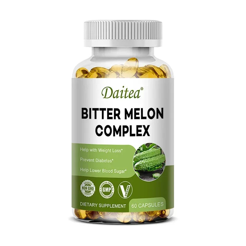 Cápsulas de Extrato de Melão Amargo Daitea – Controlo de Açúcar no Sangue, Queima de Gordura e Multivitaminas Naturais