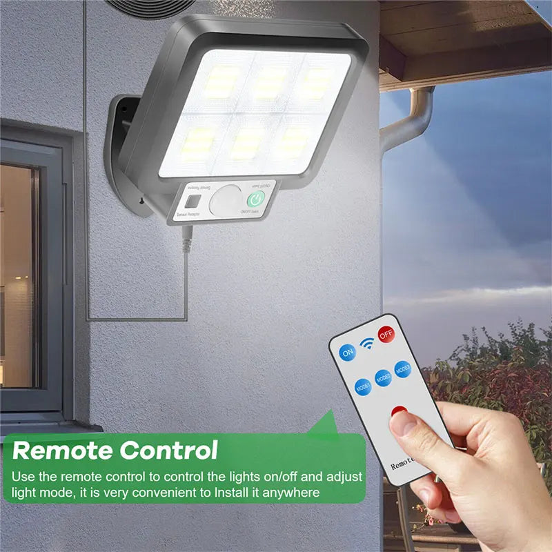 Candeeiro Solar LED de Parede com Sensor de Movimento – 3 Modos | Exterior À Prova de Água