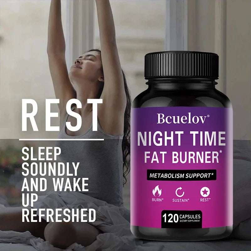 Queimador de Gordura Noturno Bcuelov – Termogénico Natural, Supressor de Apetite e Acelerador do Metabolismo com Vitamina D